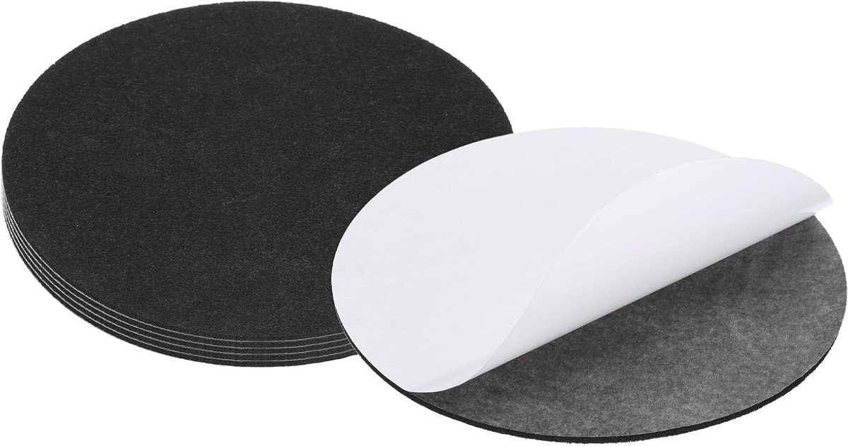 8 inch diameter lampvoet vilt, 6 stuks 3mm dikte rond zacht zelfklevend antislip anti-kras vilt voor lampen meubels DIY knutselwerk, zwart
