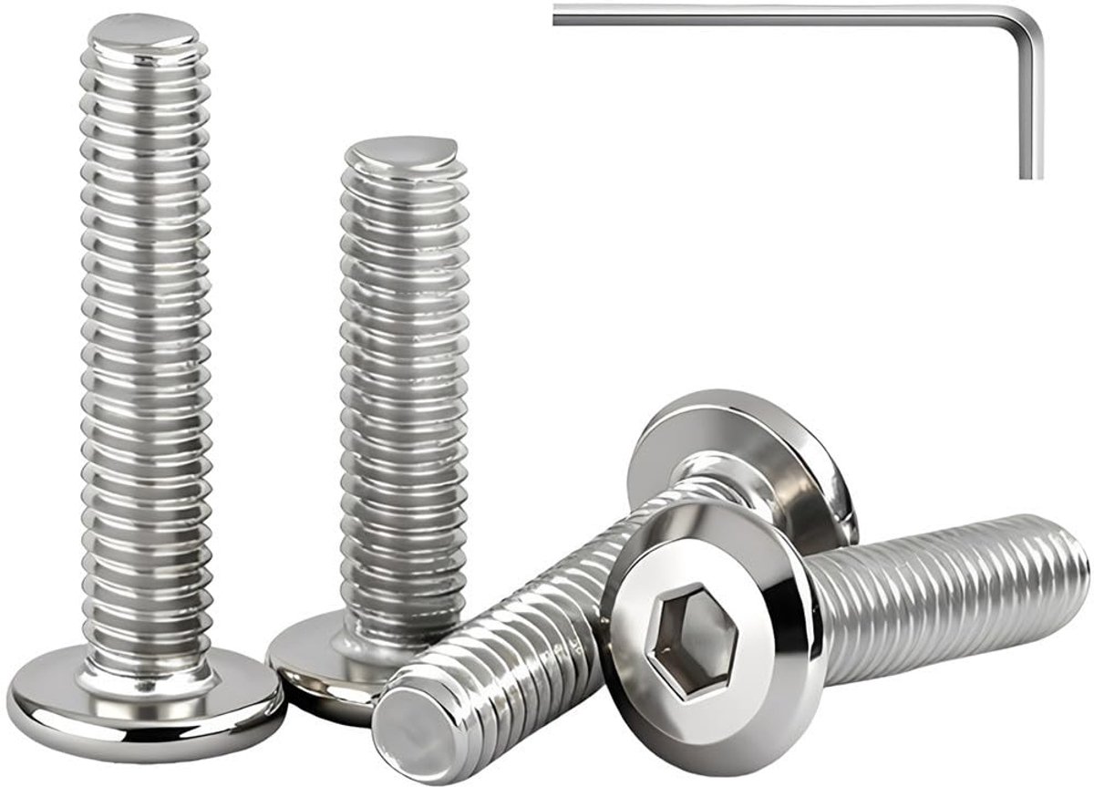 10 Stuks Platte Kop Zeskant Inbus Schroeven Bouten M5 x 50mm - Meubelbouten 304 Roestvrij Stalen Machinenschroeven Volledig Gedeeld (met Inbussleutel)