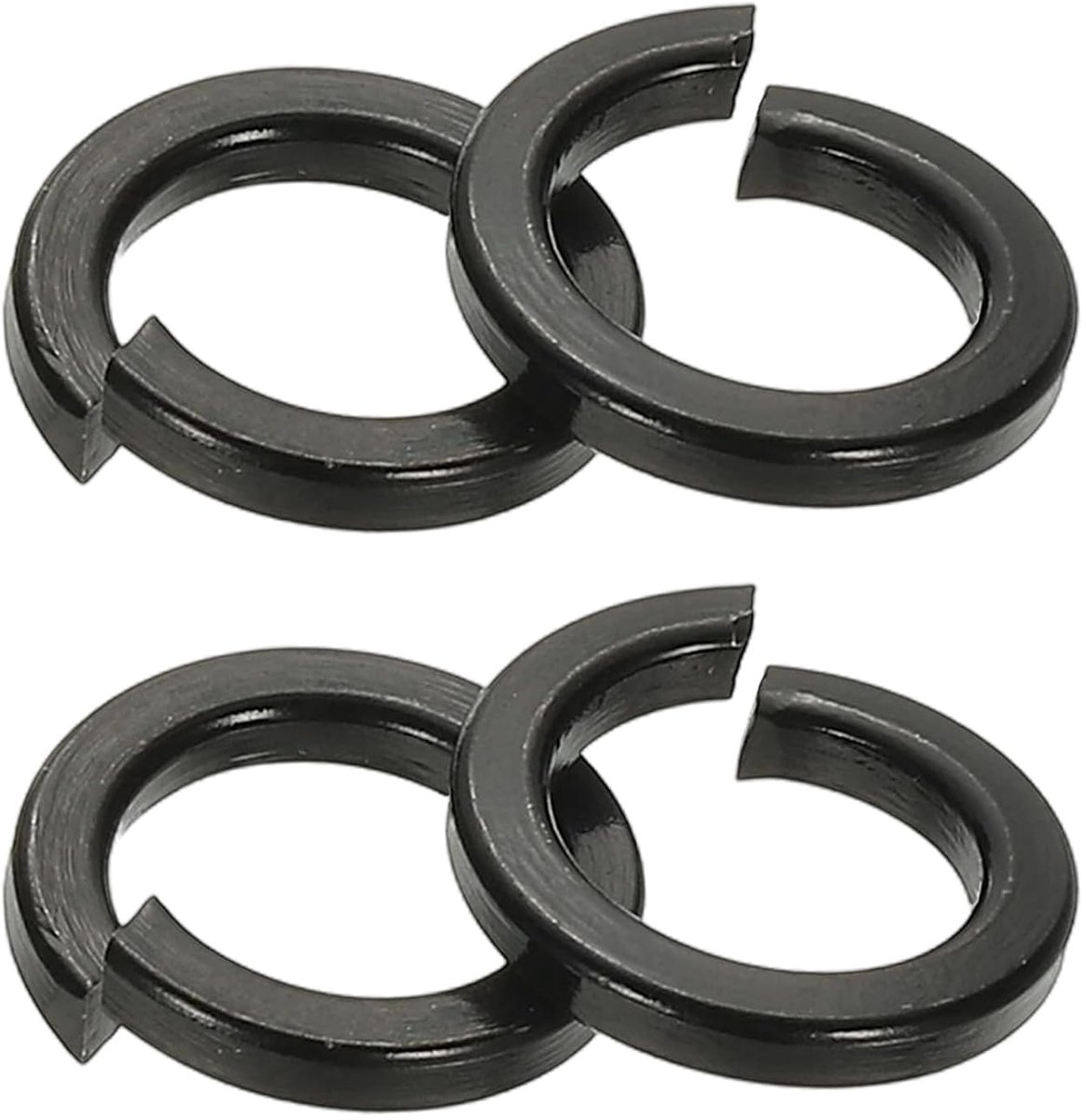 M8 sluitringen, 36 stuks, veerring 304 roestvrij staal, borgschijf, zwarte zinkcoating, voor schroeven, bouten en moeren, 8 mm x 12 mm x 2 mm