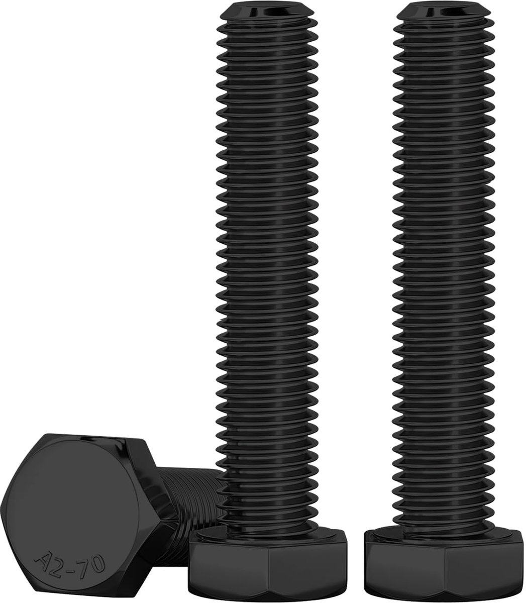 M10 Zeskantbouten‌ Zwart Roestvrij Staal A2 V2A M10 X 60 mm Zeskantbouten 10 Stuks DIN 933 Machineschroeven