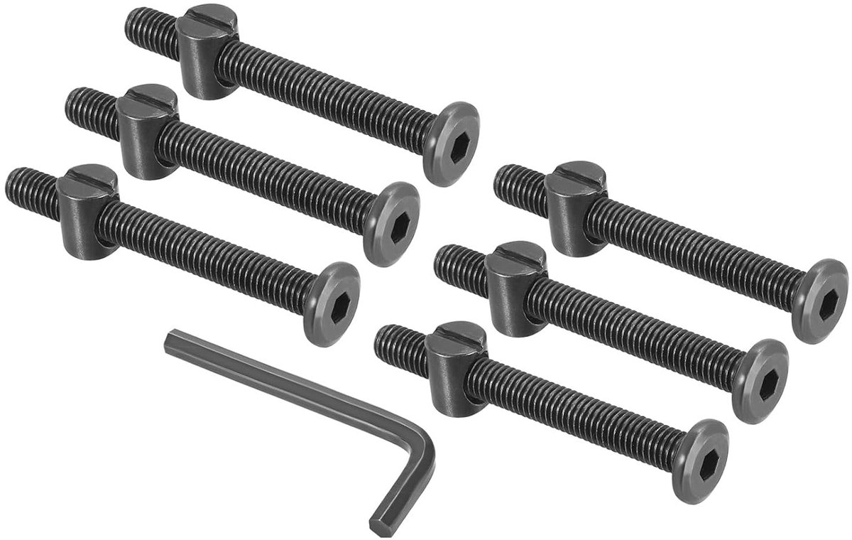 M8 x 70 mm & M8 x 18 mm stapelbed schroeven 6-pack zeskantige inbusschroeven cilinderschroeven schroeven en moeren assortiment met 1 stuk moersleutel voor bed zinkkleur
