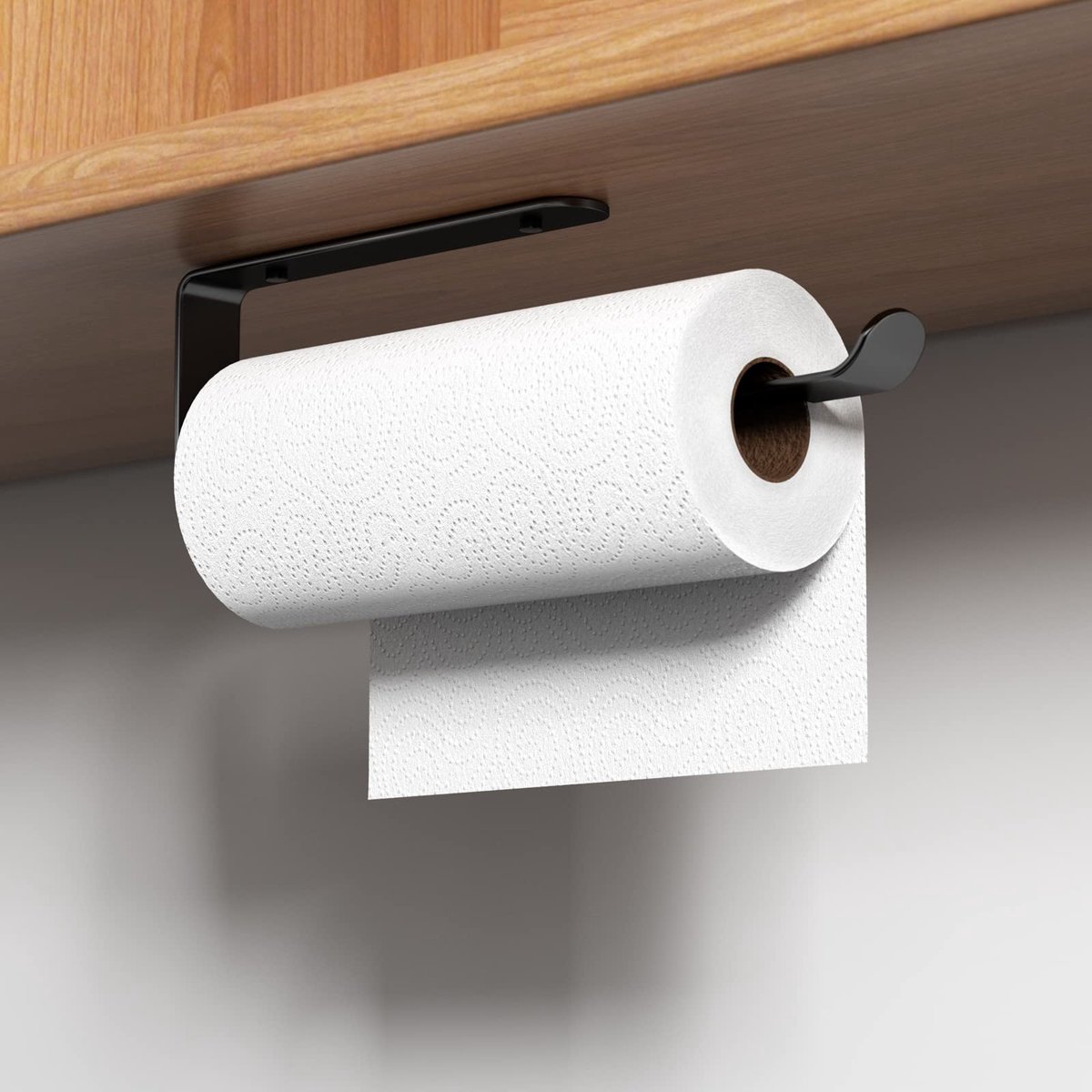 Zelfklevende keukenrolhouder aluminium - wandmontage zonder boren - voor keukenpapier, folie en huishoudrol - 29,5 cm - zwart