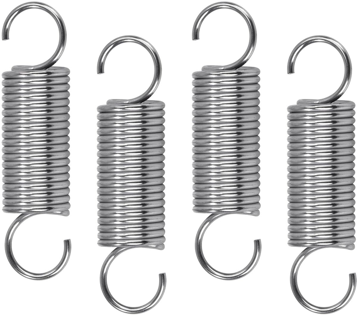 Verlengveren, 60 mm, trekveren met haken, roestvrijstalen veer, buitendiameter 16 mm, draaddiameter 1,7 mm, dikte 4,4 kg, 4 stuks