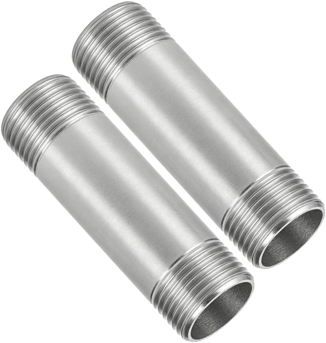 2 stuks slangaansluiting BSP, slangaansluiting van roestvrij staal, mannelijk naar mannelijk, 1/2 of 3/4 met lengte 50 mm, 150 mm