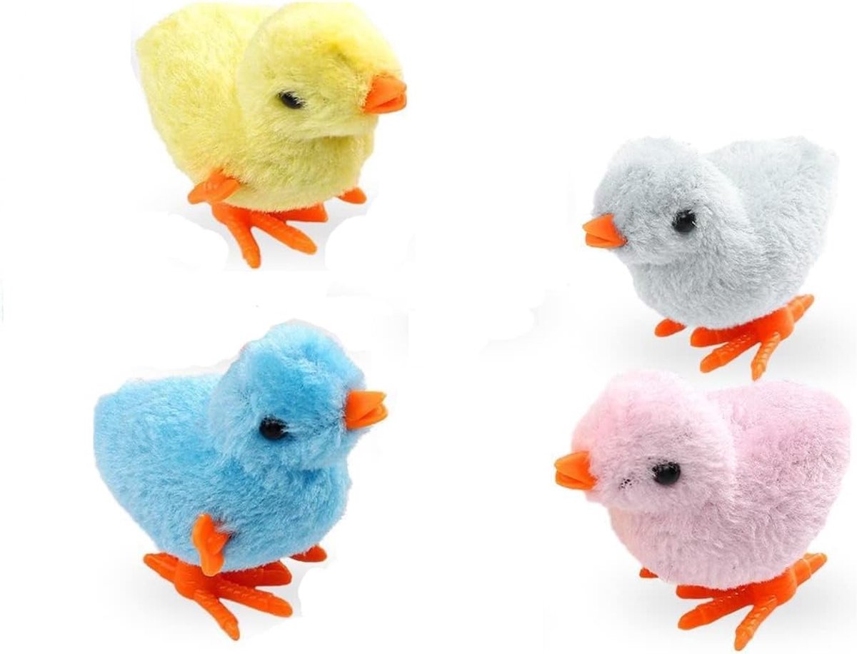 kip, speelgoed, paasdecoratie, kuiken, 4 stuks, kip, speelgoed, cadeau voor kleine jongens en meisjes, kuikenspeelgoed, paasmand, vulstoffen (willekeurige kleur)