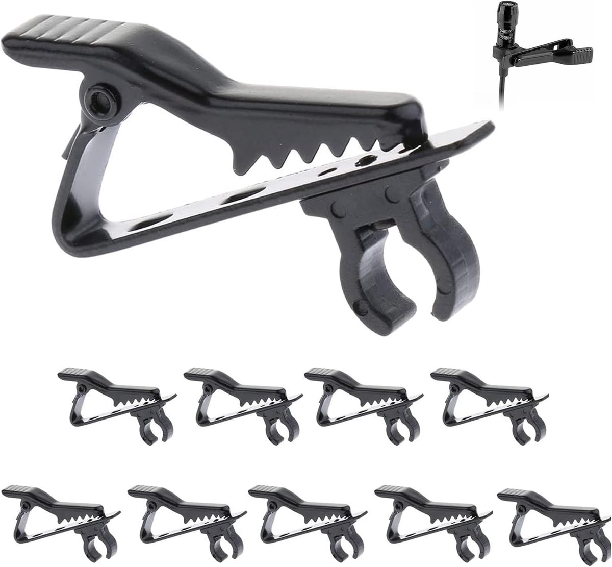 Image of 10 stuks zwart mini lavalier revers kraag clip microfoon houder metaal voor interview vergadering lezingen online geschikt voor 6 mm draad