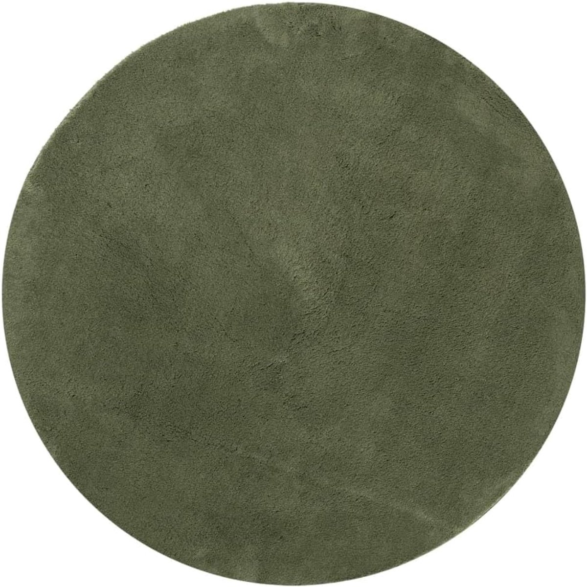 Tapijt HUARTE laagpolig bosgroen Ø 120 cm | 100% polyester, duurzaam, moderne bontlook, opvouwbaar, voor woonkamer