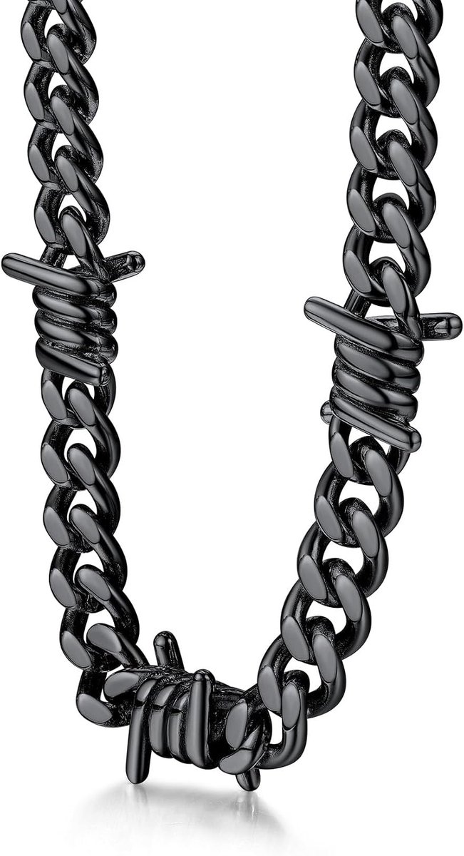 Ketting Heren Prikkeldraad Pantserketting Doornen Roestvrijstalen Ketting Hip-Hop Punk Gothic Cubaanse Sieraden Mannen Verlengketting