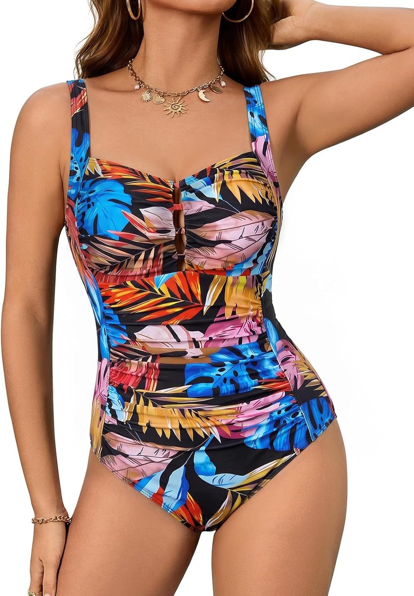 Badpak voor dames, sexy snit, buik, inzetstukken, push-up curvy cut-out, badpak voor grote borsten