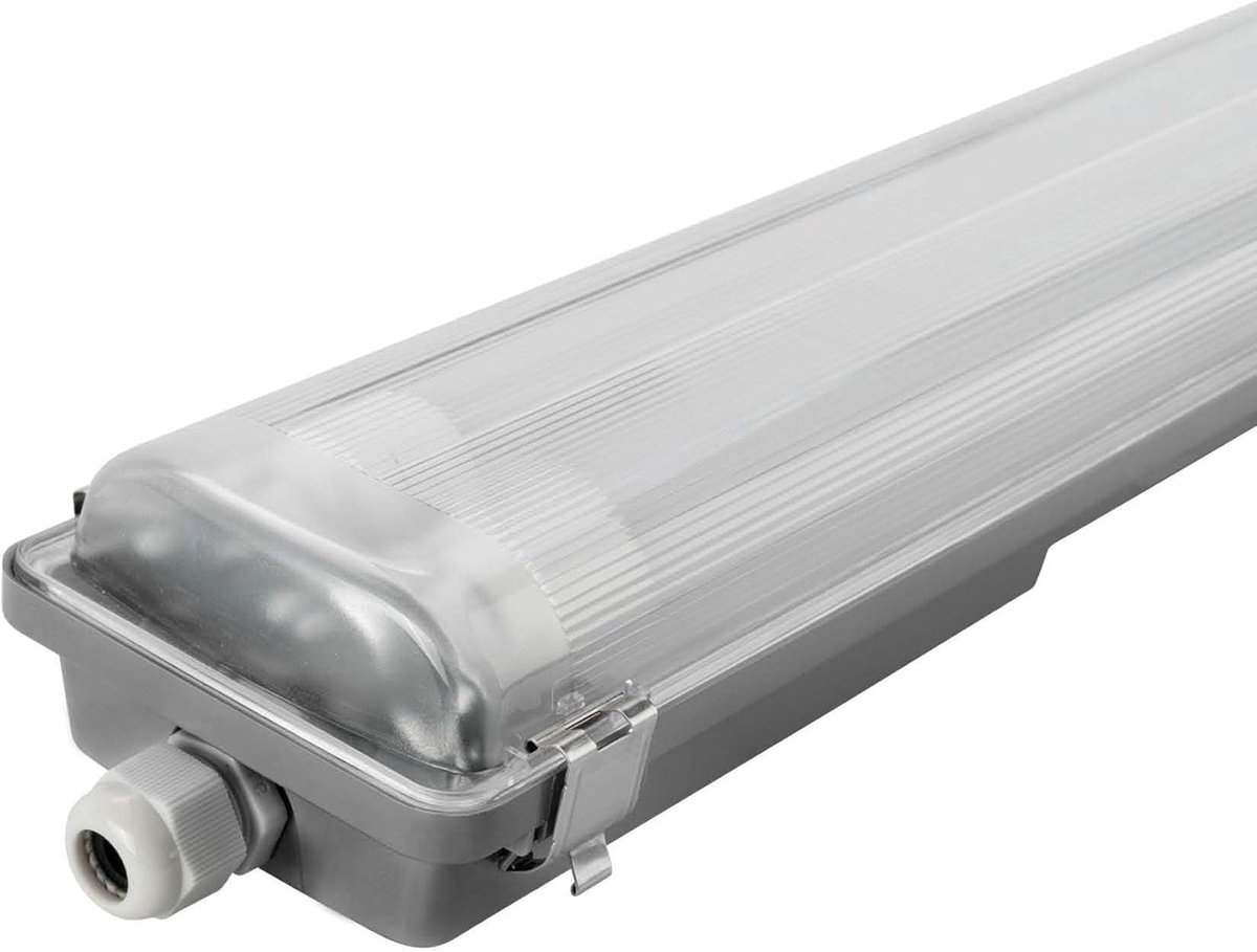 - LED Armatuur 120CM, 18 Watt, 4000K, 3330L, IP65, Incl. LED Buis, 185L/Pw, RVS, + 75.000 uur, Stof- en Explosievrij