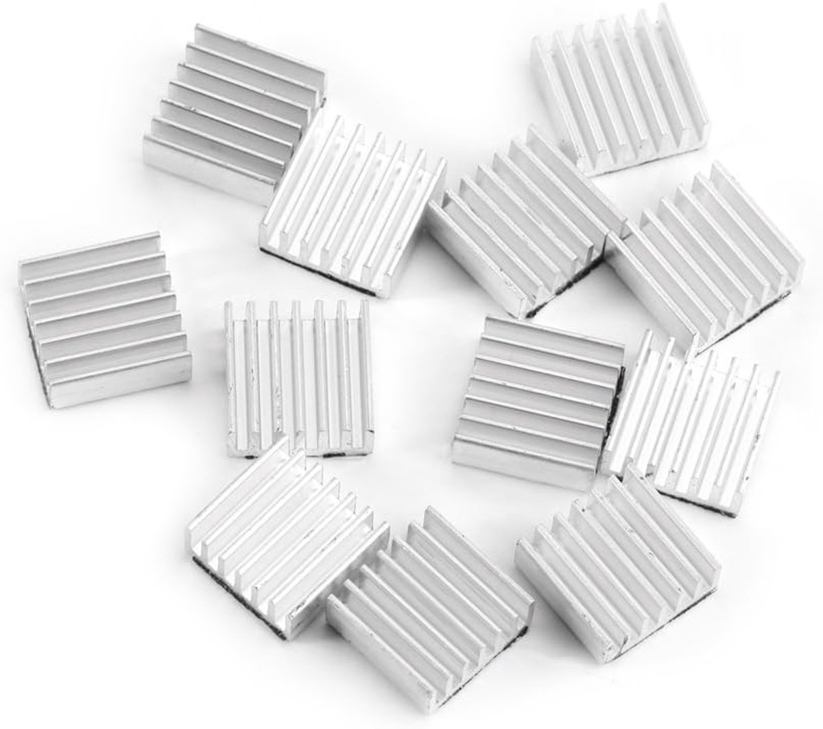 12-delige aluminium koellichaamset met lijm aan de achterkant 14 × 14 × 6 mm koellichaam