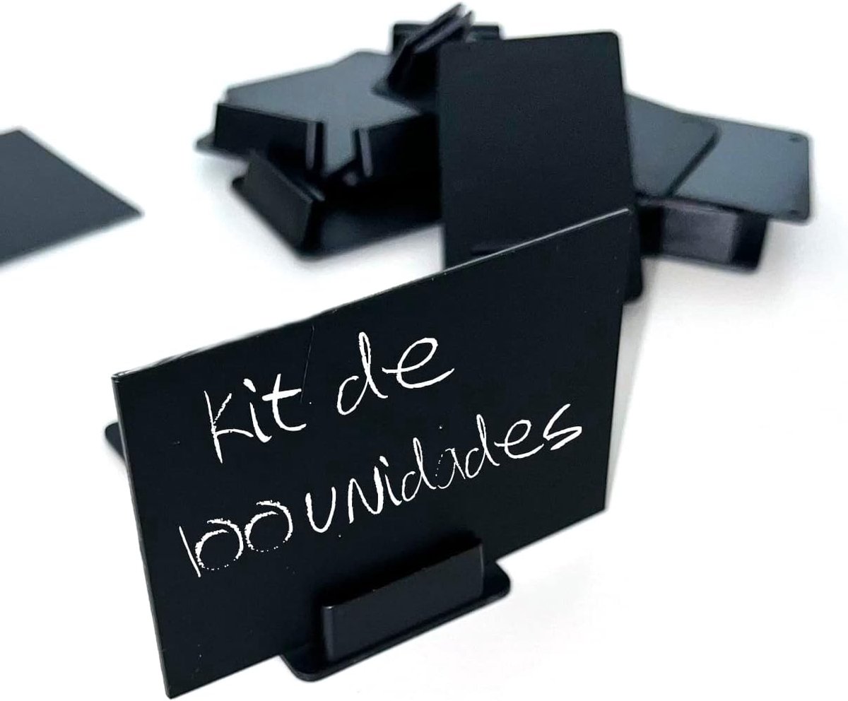 Set van 100 prijskaarthouders + 100 prijskaarthouders, mini prijsborden, prijskaartjes, kleine prijshouders, decoratieve borden, krijtbord prijshouders.