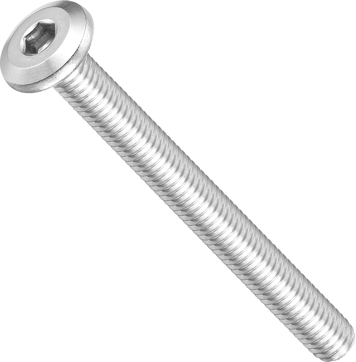 Binnenzeskantschroeven (M6 - 1 x 60), 20 stuks 304 roestvrij stalen binnenzeskant, meubelschroeven, voor meubels, houtprojecten, zilverkleurig