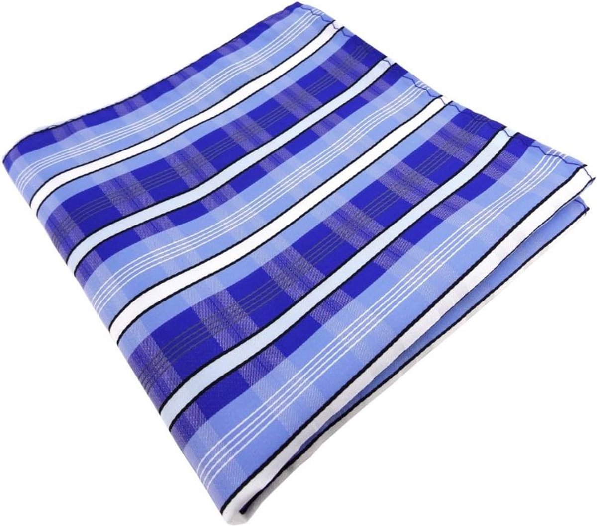 Zakdoek Heren - Pochet Heren - Kostuum Accessoire - Gestreept Patroon - 32.6 x 15.2 cm - Blauw
