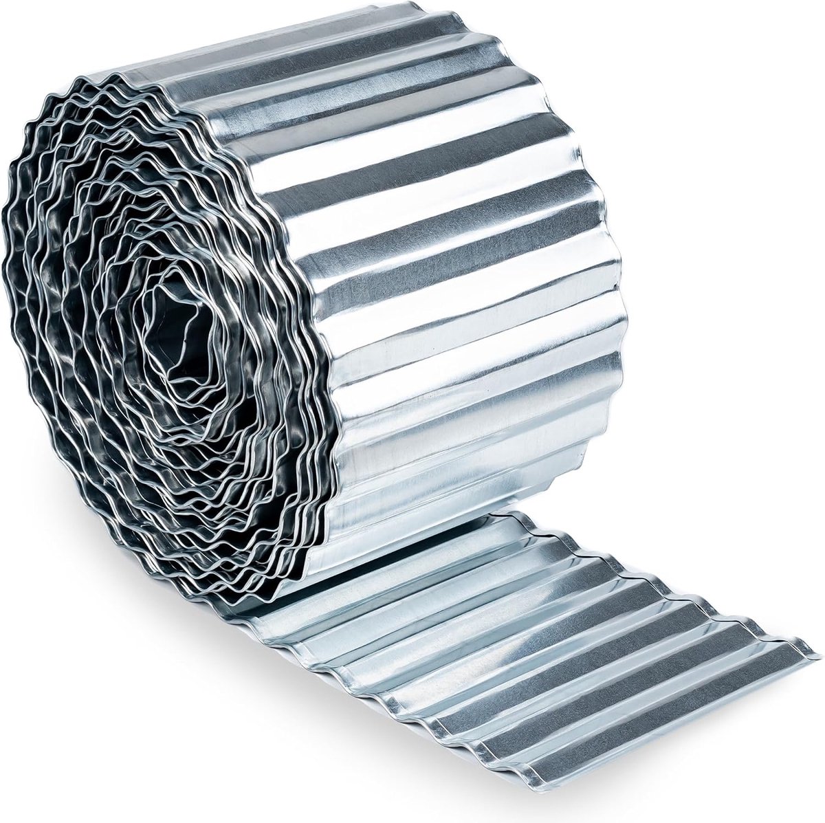 Gazonrand Verzinkt 12 m - Metalen Perkrand 15 cm Hoog - Eenvoudige Montage, Roestvrij en Duurzaam - Flexibele Perkafboording, Inclusief 1 Paar Montagehandschoenen