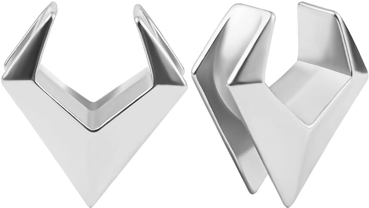 Tunnels Vlees Brancard 1 Paar Zadels Stekkers Meters Driehoek Rvs Oren Piercing Sieraden voor Mannen Vrouwen 6mm tot 25mm