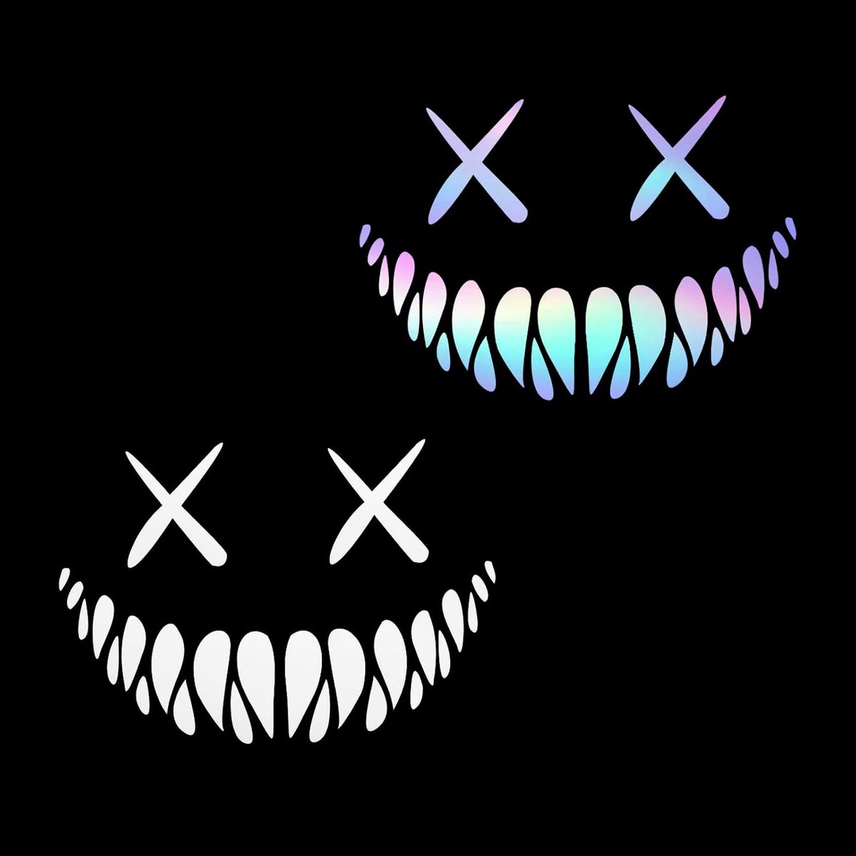 2 stuks reflecterende stickers, demon smile autostickers met gele schraper, helmsticker motorfiets voor auto's, motorfietsen, helmen met gele schraper