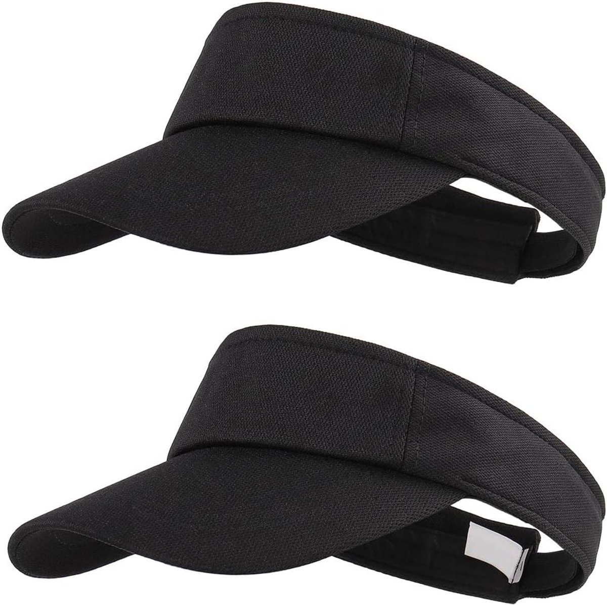 2 stuks vizierpet voor dames en heren, instelbaar, zonnebescherming, baseball, golfpet voor tieners, zwart, Eén maat