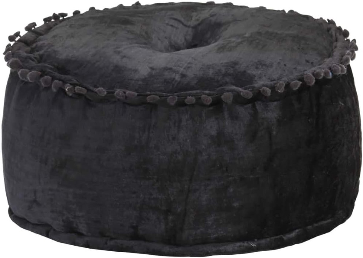 Poef zitpoef poef poef zitpoef vloerkussen kruk zitkussen voetenbankje voetenbank voetendecoratie rond fluweel 40×20 cm antraciet