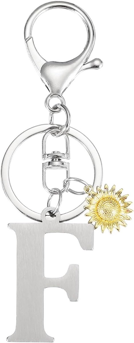 Eerste Letter Sleutelhanger, Brief Sleutelhanger DIY Hanger Sleutelhanger Alfabet A-Z Zonnebloem Sleutelhanger Charm