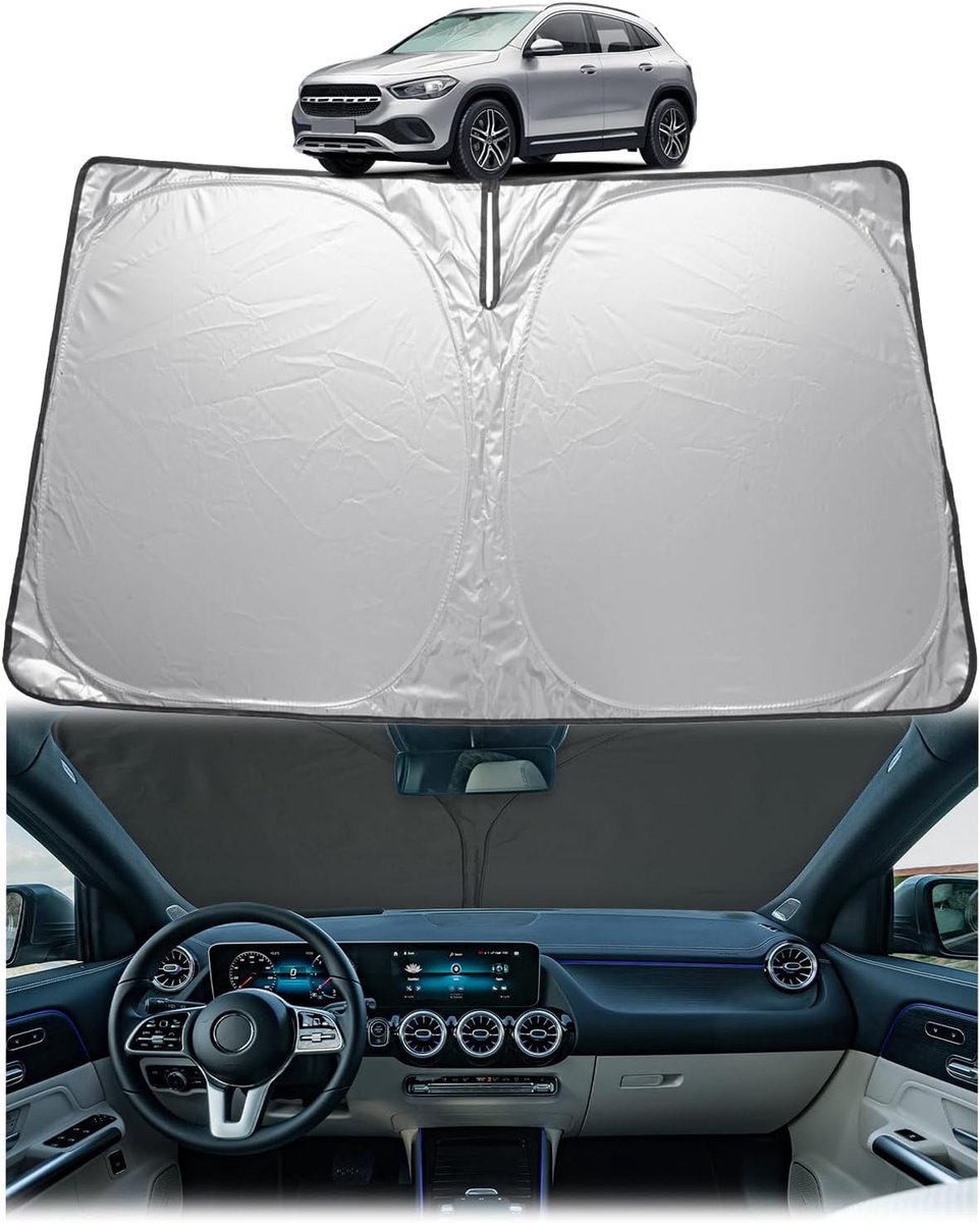 Compatibel met Mercedes-Benz GLA H247 2020-2026/EQA 2022-2026 zonneklep voor de voorruit, zonwering, koeling, uv-bescherming, UPF 50+, accessoires GLA H247 2025