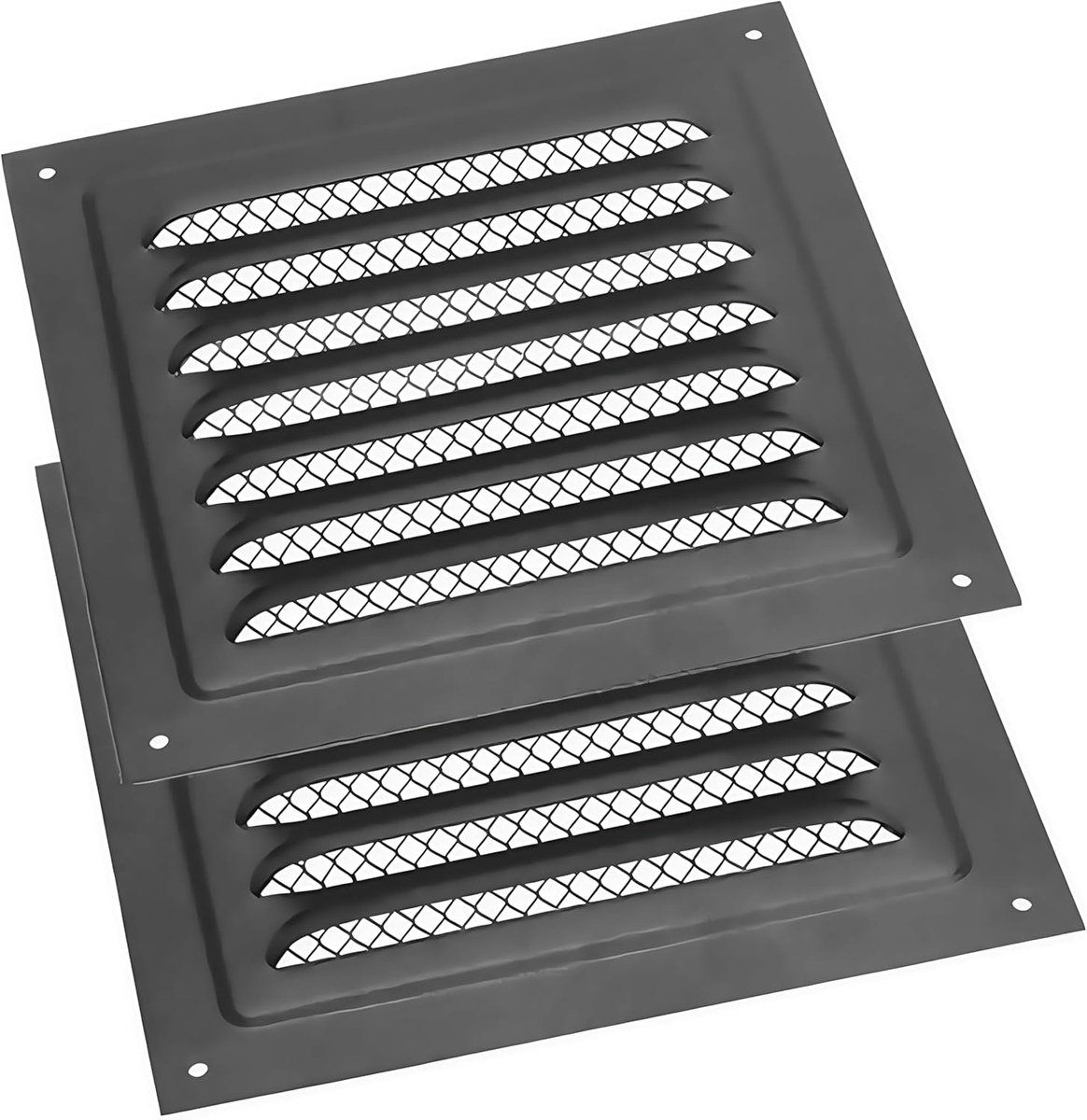 ventilatierooster 2 Stuks Zwart Metalen Vierkante Ventilatierooster Roestvrijstalen Luchtventilatiedeksel voor Efficiënte Huisventilatie (20x20cm)