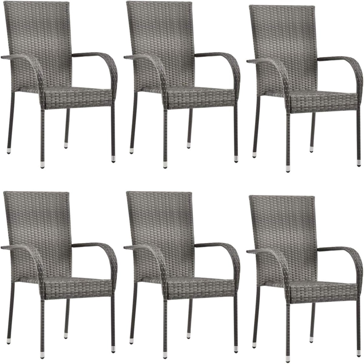 Tuinstoelen, stapelbaar, balkonstoelen, tuinstoel, balkonstoel, bistrostoel, terras, eetstoelen, stoelset, stapelstoel, stoel, stoel, balkonmeubel, terrasmeubels, tuinmeubelen, grijs, polyrotan