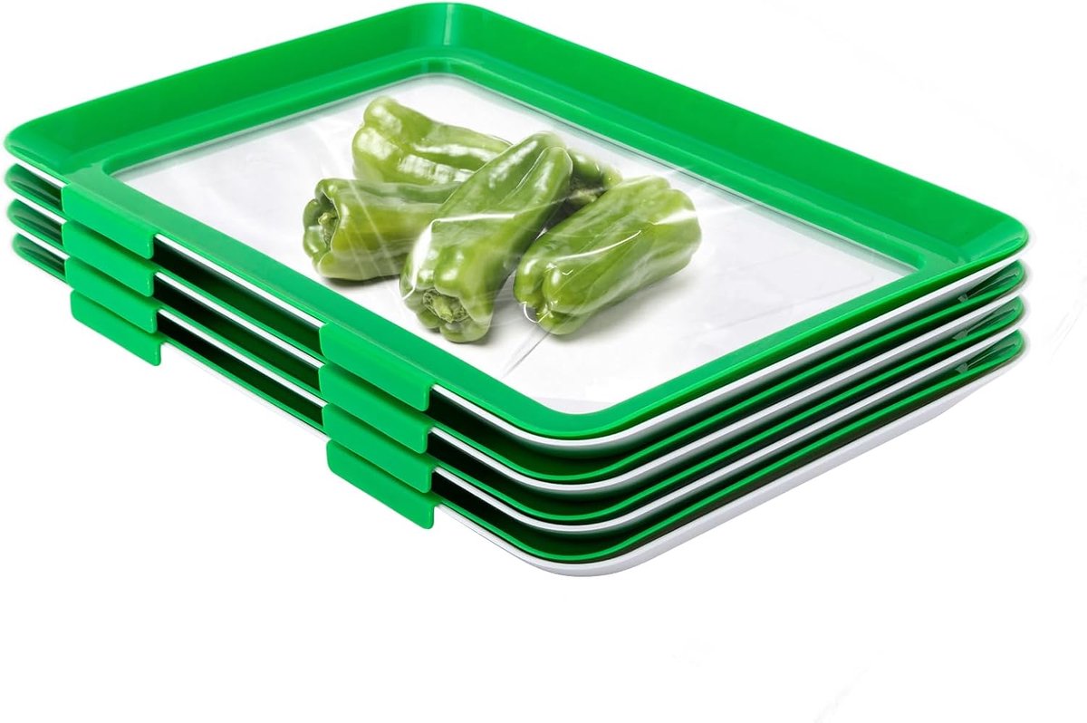 Preserving Tray set van 4 - stapelbaar - herbruikbare vershoudcontainers - veilig voor magnetron en vaatwasser - SnelShoppen