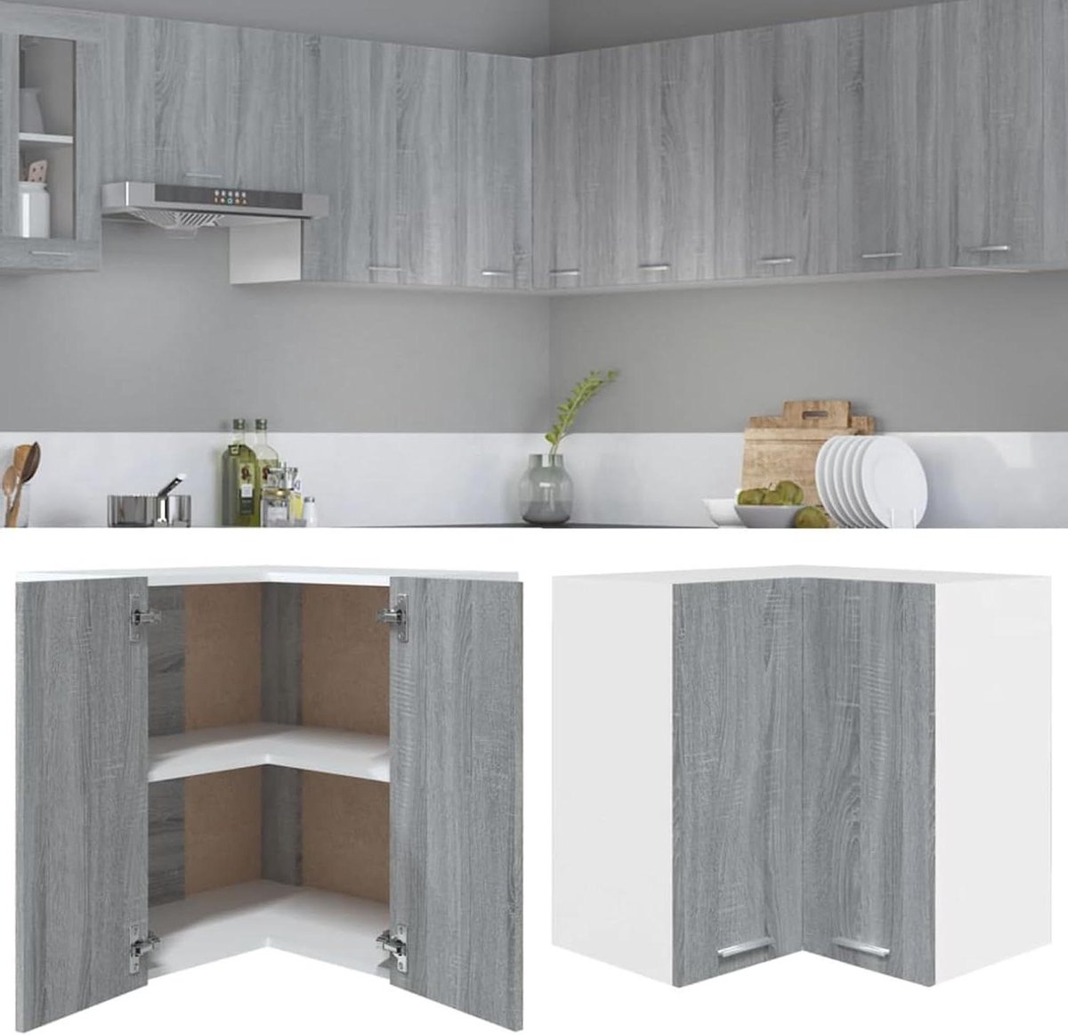 Hoekhangkast Keuken - Modulaire Kast Bijzetmeubel - Keuken Opbergen - Multiplex Duurzaam Materiaal - 57 x 57 x 60 cm