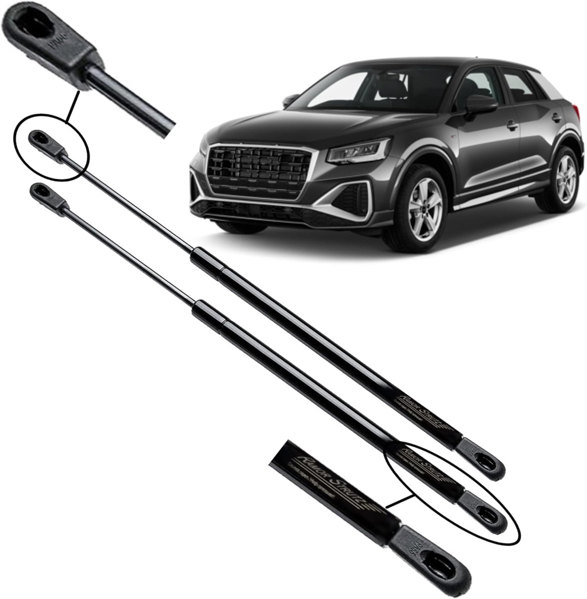 Gasveren achterklep Audi Q2 2016-2024 - 604 mm - Set van 2 - Eenvoudige installatie - ShopVlot