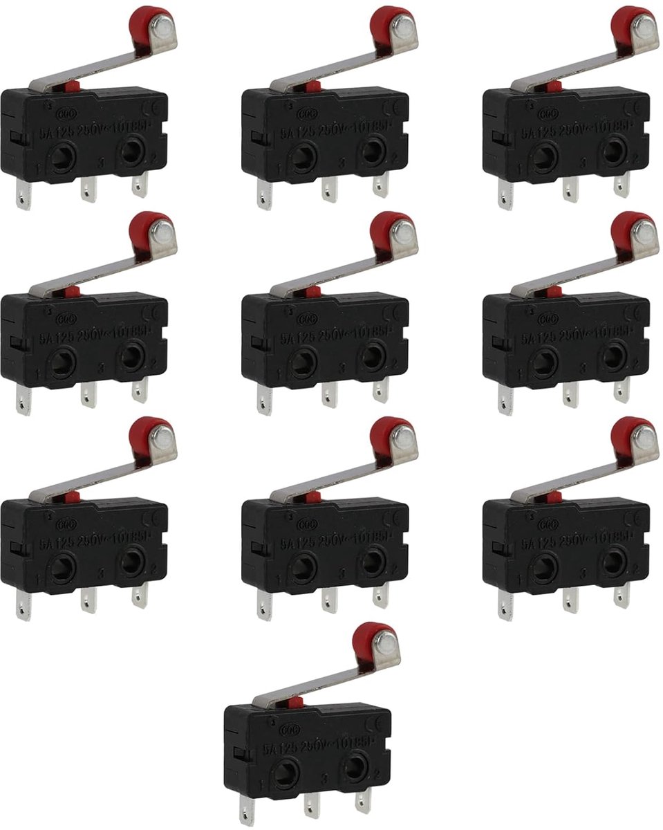 Micro-schakelaar met rolhendel - SPDT 250 V - 5 A - set van 10 voor automatisering - ShopVlot