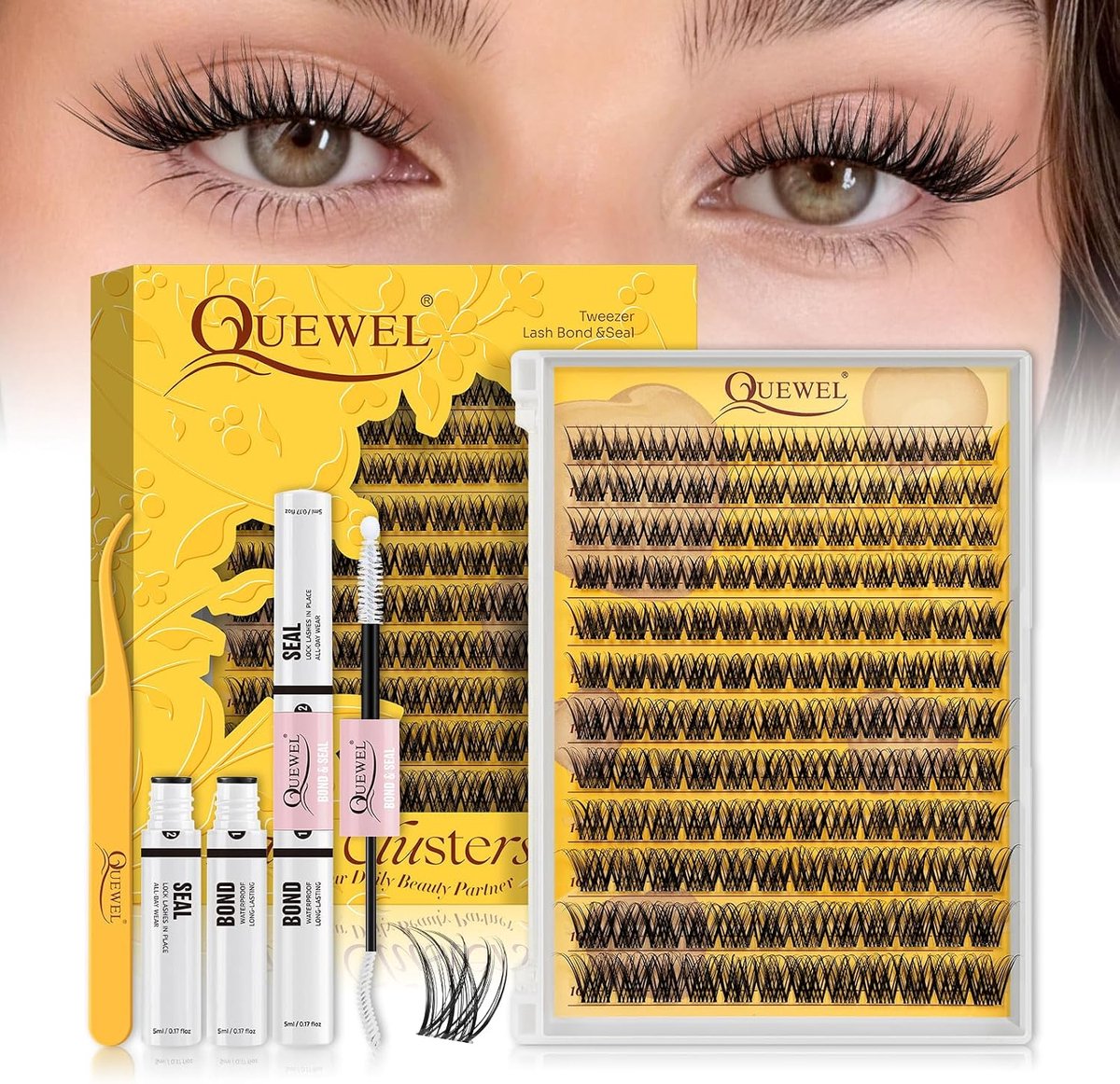 Wimperextensions set - zarte clusterwimpers - dunne band - voor een natuurlijke look - ShopVlot