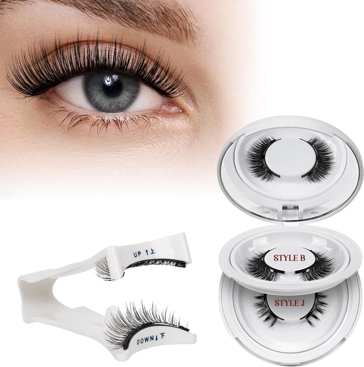 Herbruikbare Magnetische Wimpers, Natuurlijke Look - 2 Paar Wimper Set - Inclusief Applicator - ShopVlot
