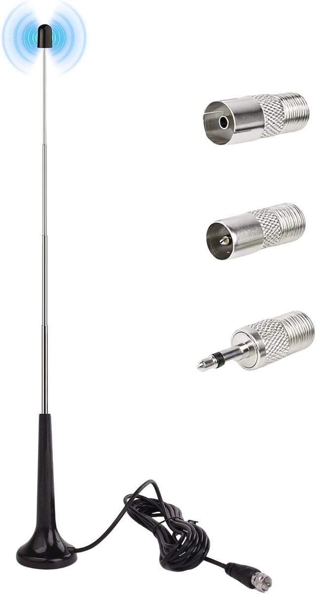 Binnen TV Antenne - Telescopisch - Magnetische Basis - Hoogwaardige ontvangst voor FM en DAB - ShopVlot