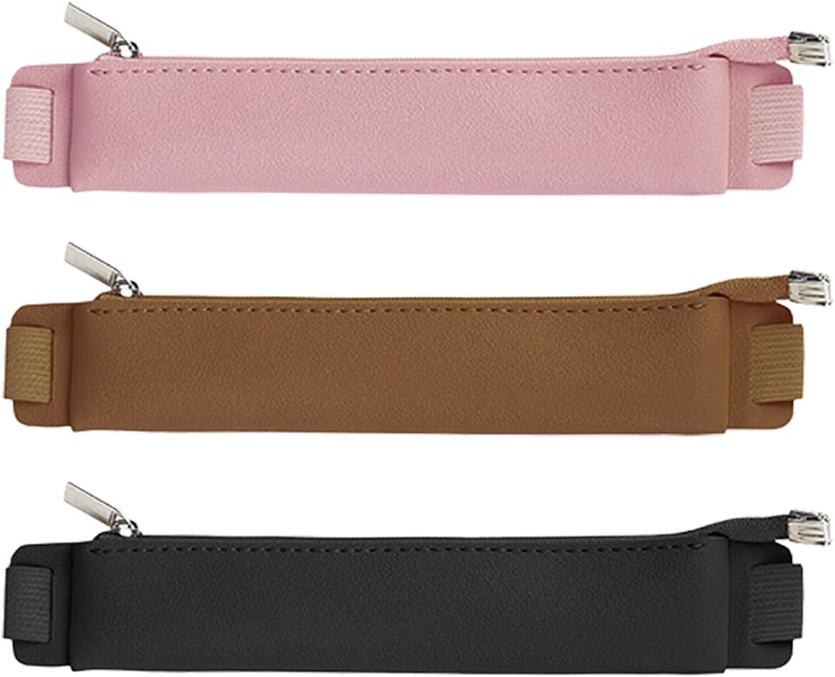 Pennenzak 3-Delig Met Elastische Band - PU Leer - Geschikt Voor Briefpapier - Ideaal Voor Studenten - ShopVlot