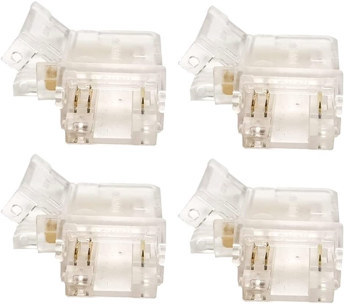 L-vormige connector kit 4 stuks - transparant 10mm - voor CCT FCOB strips - eenvoudig installatie zonder solderen - ShopVlot