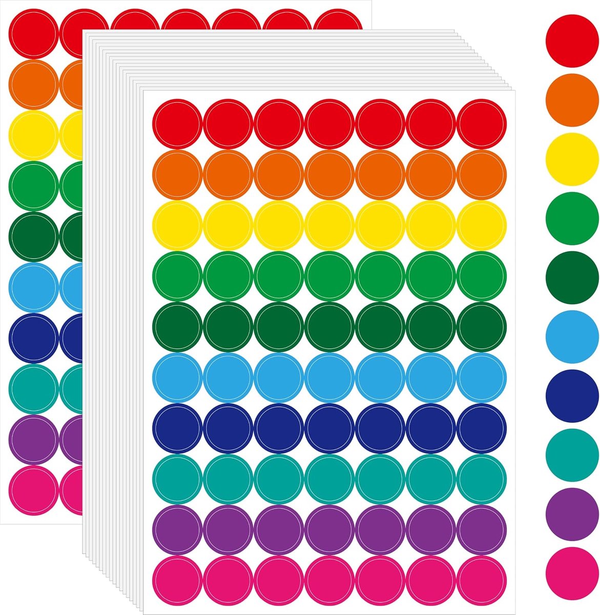 Kleurige stippenstickers 3/4 inch - 1400 stuks in 10 kleuren - sterke hechting - ideaal voor organisatie - ShopVlot