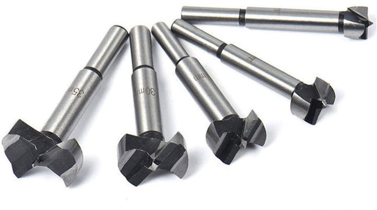 Forstner houtboor set 5-delig 15mm - 35mm - carbide staal - snel boren in hout - ShopVlot