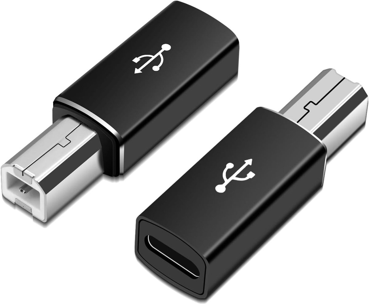USB B naar USB-C Printer Kabel Adapter - 2 stuks - Zwart - Verbinding voor printers en scanners - ShopVlot