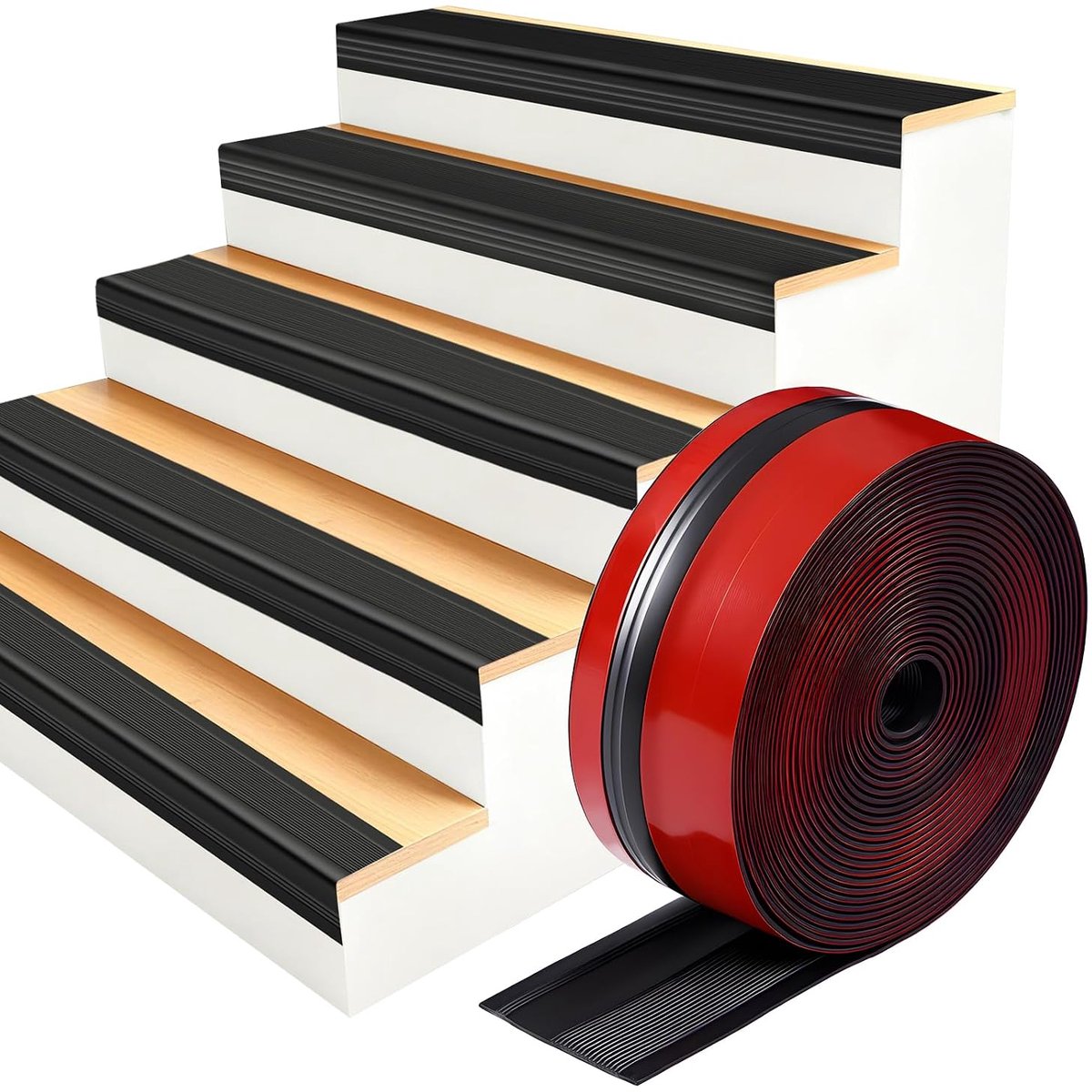 Traprandprofiel zelfklevend 7,5 m - L-vorm vinyl - antislip waterdicht - ideale bescherming voor trappen - ShopVlot