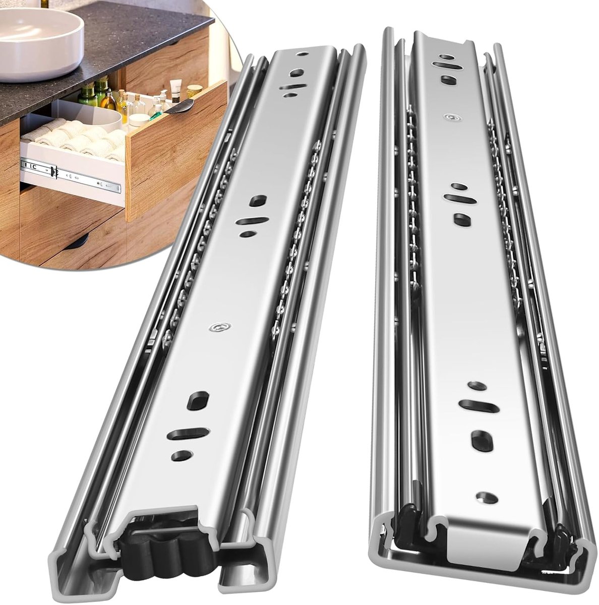 Ladescharnieren Volledig Uittrekbaar 600mm - 45kg Laadvermogen - Eenvoudige Montage - Perfect voor Keukenkasten - ShopVlot