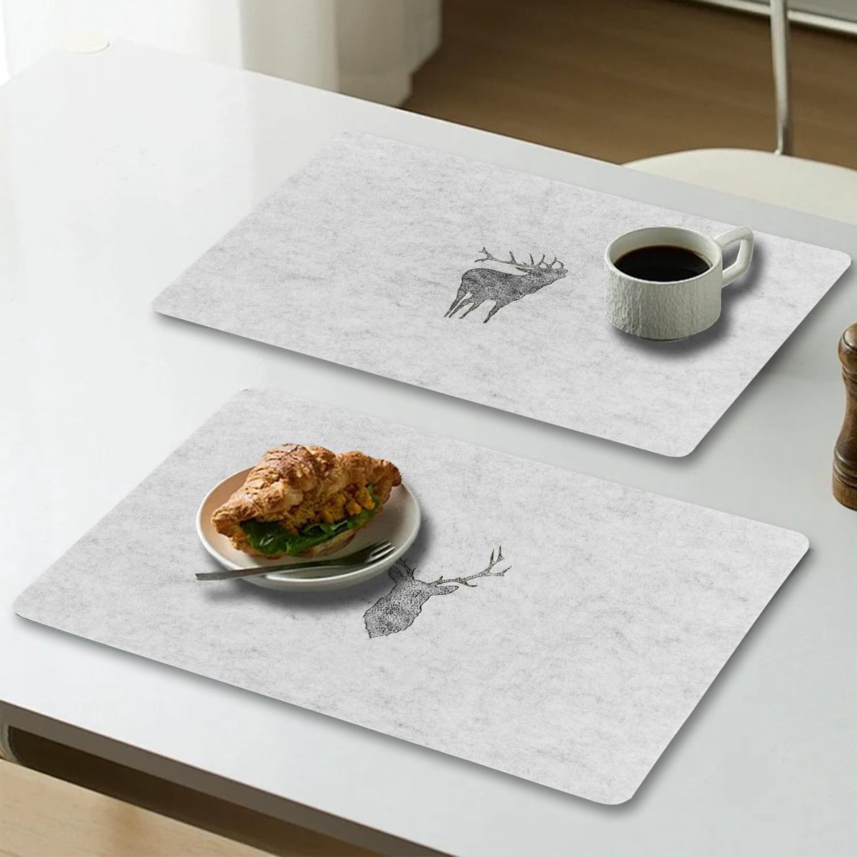 Placemats set van 4 - Vilt - Donkergrijs - Perfect voor winter en kerst - ShopVlot