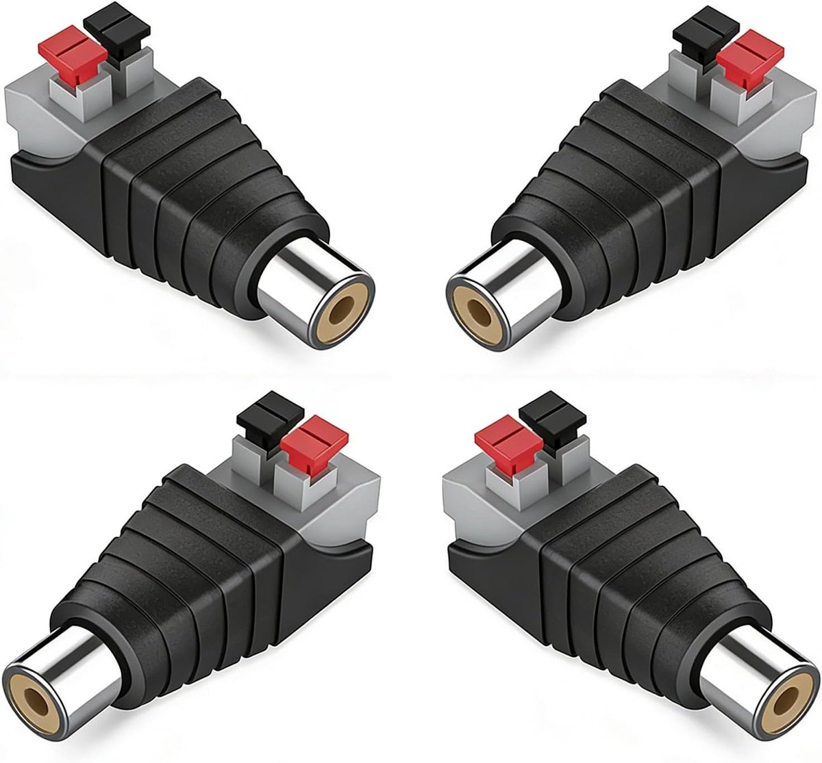 Phono RCA Female Connector - 4-Pack - Audio Video Balum Adapter - Ideaal voor Multimedia en CCTV - ShopVlot