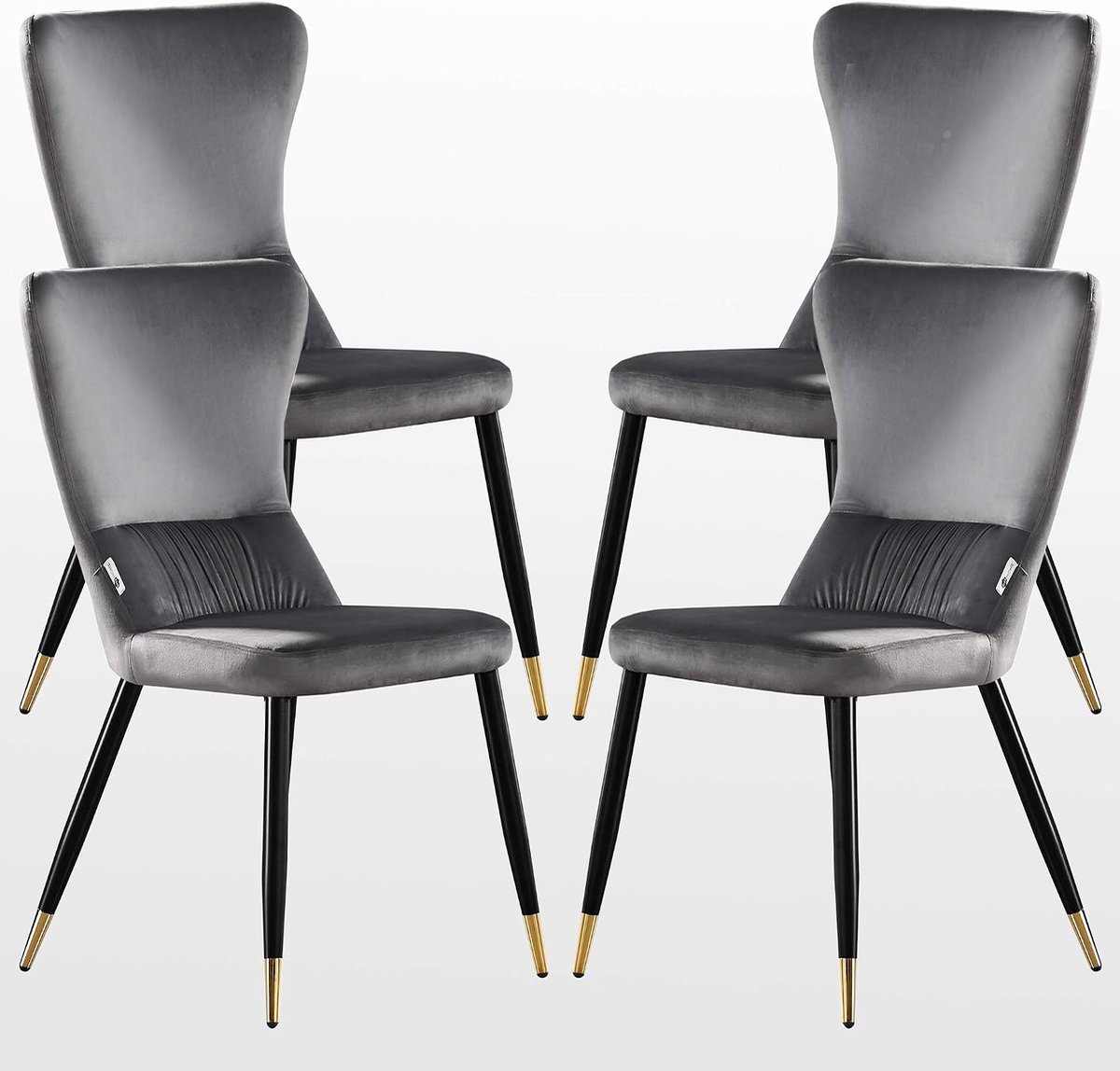Retro Velours Eetkamerstoel 95 cm - Zwart Metalen Poten - Vintage Design - Ideaal voor Woonkamer - ShopVlot