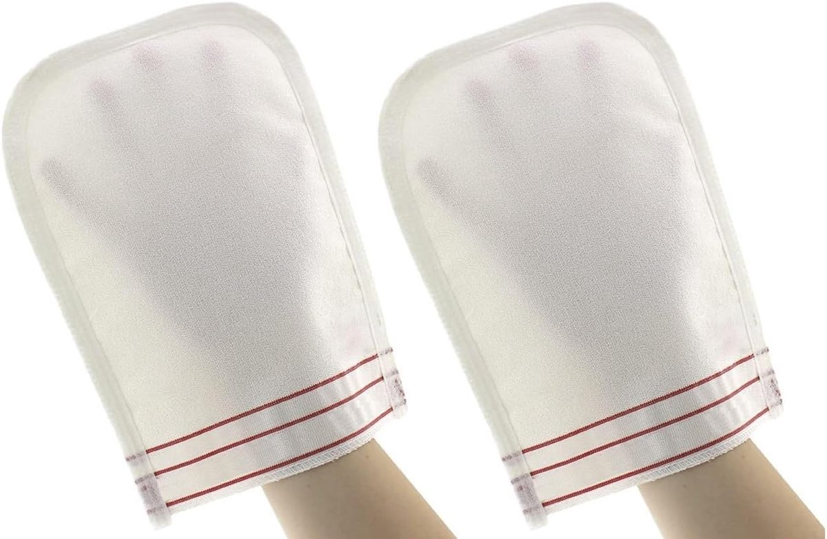 Hammam handschoen 2 stuks - wit - dik en duurzaam - effectieve huidreiniging - ShopVlot