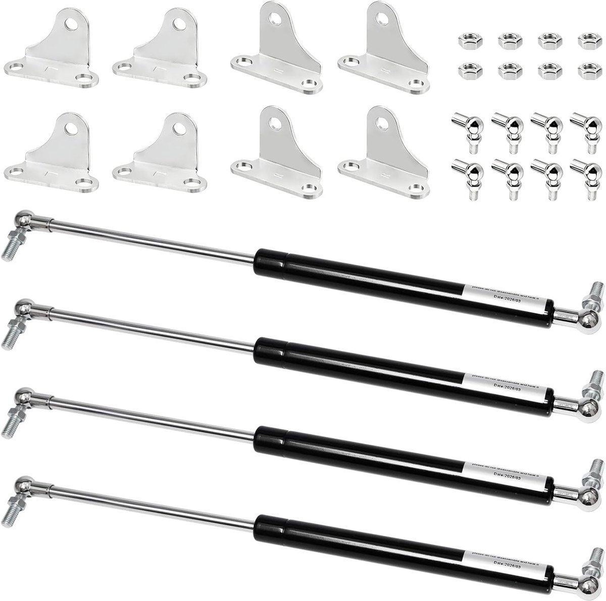 Set van 4 gasveren 380 mm - universeel - 20 kg draagvermogen - veilig openen van deksels - ShopVlot