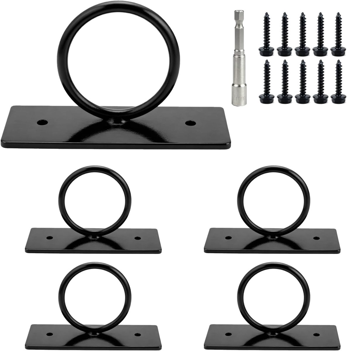 Kabeldragers set van 5 - zwart - roestvrij staal - voor bevestiging van kabels binnen en buiten - ShopVlot