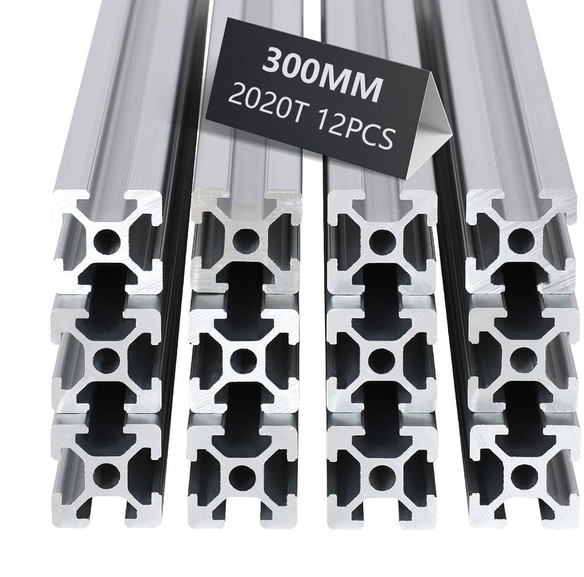 Aluminium profiel 20x20 mm - 12 stuks 300 mm - geëloxeerd - ideaal voor 3D printers en CNC - ShopVlot