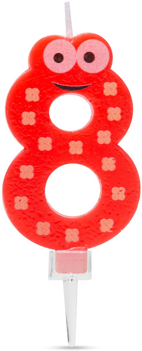 Verjaardagskaars Cijfer 8 - verjaardagscijfer, decoratiekaars, feestkaars, getalkaars, cake-kaars, decoratie, verjaardag [56182-8]