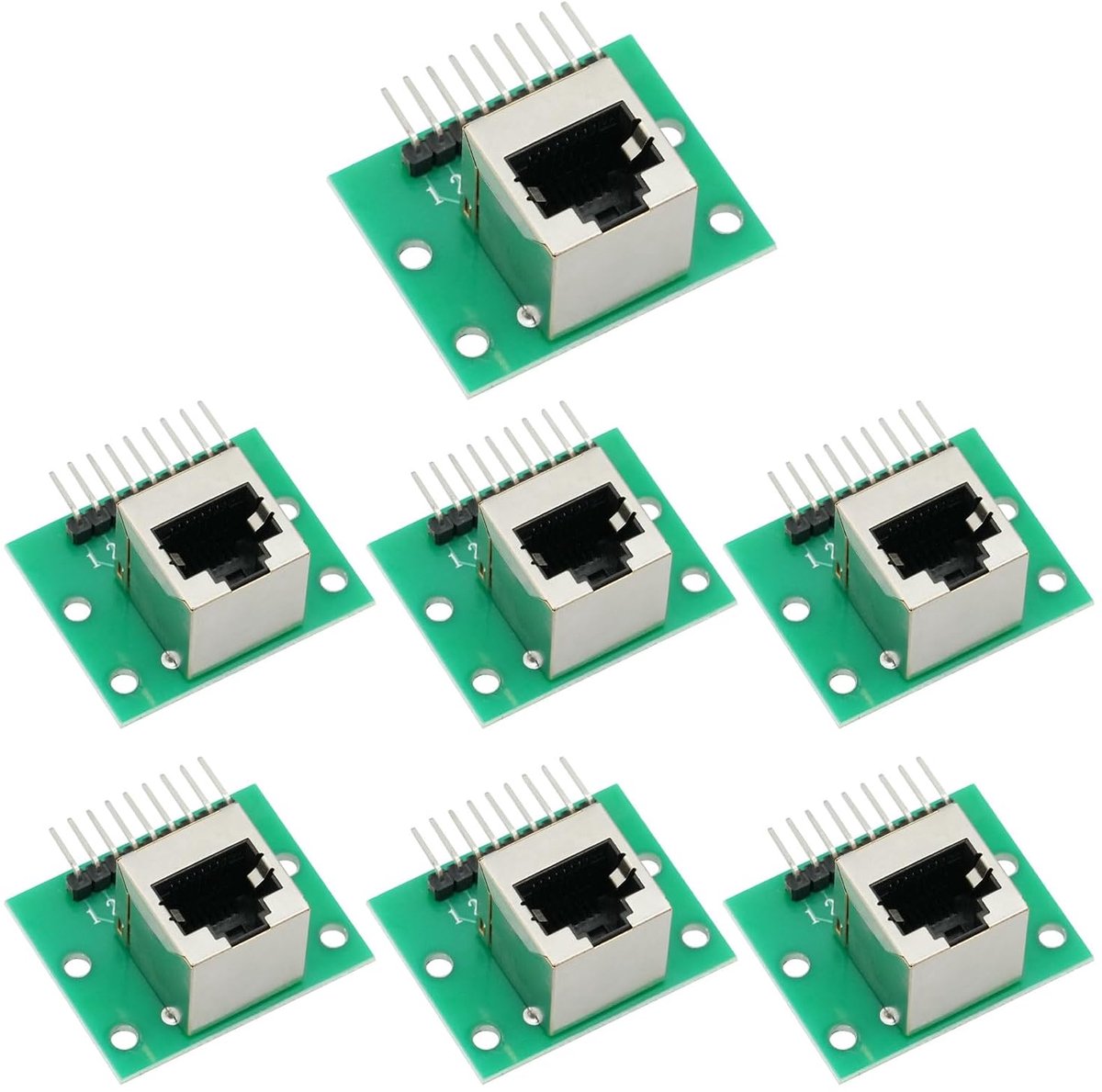 RJ45 Plug Breakout Board 7PCS - 8-pole ontwerp - PCB met verticale aansluiting - Eenvoudige installatie - ShopVlot